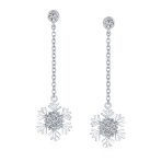 Winter Cubic Zirconia Snowflake Dangle Chandelier Earrings Sterling Silver - Image 3