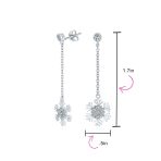 Winter Cubic Zirconia Snowflake Dangle Chandelier Earrings Sterling Silver - Image 7