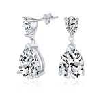 5CT Teardrop CZ Dangle Earrings Imitation Gemstone Silver - Image 3