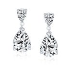 5CT Teardrop CZ Dangle Earrings Imitation Gemstone Silver - Image 6