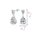 5CT Teardrop CZ Dangle Earrings Imitation Gemstone Silver - Image 11