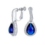 Classic 7CT Halo Red CZ Cubic Zirconia Drop Teardrop Clip On Earrings Adjustable Screw-back - Image 5
