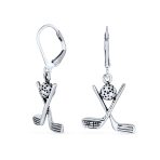 Set of 2 Golf Ball & Club Dangle and Stud Earrings Oxidized Sterling Silver - Image 3