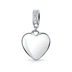 Initial Monogram Crystal Heart Dangle Charm Bead Sterling Silver Birthstone - Image 3
