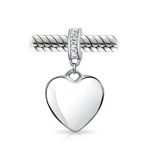 Initial Monogram Crystal Heart Dangle Charm Bead Sterling Silver Birthstone - Image 9