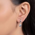 Puff Heart Shaped Drop Charm Huggie Mini Hoop Earrings Sterling Silver - Image 3