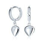 Romantic Heart Charm Stretch Bracelet & Huggie Hoop Earrings Set Sterling Silver - Image 3