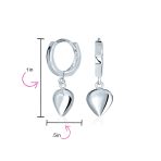 Romantic Heart Charm Stretch Bracelet & Huggie Hoop Earrings Set Sterling Silver - Image 4