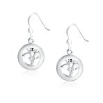 Spiritual Amulet Dangle Earrings Aum Om Ohm Sanskrit Symbol Sterling Silver - Image 2