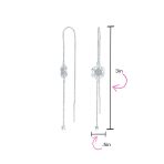 Thin Linear Clear Blue CZ Snowflake Dangle Chandelier Earrings Sterling Silver - Image 7