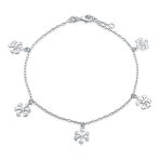 Holiday Party Snowflake Anklet Ankle Bracelet Sterling Silver 9-10 Inch