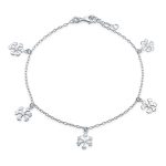 Holiday Party Snowflake Anklet Ankle Bracelet Sterling Silver 9-10 Inch