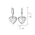 I Love My Dog Paw Print Dangle Heart Shape Earrings Animal Lover .925 Sterling Silver Lever back - Image 7