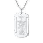 Inspirational Serenity Prayer Dog Tag Necklace Stainless Steel 24" Ball Chain