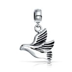 World Peace Dove Dangle Charm Bead Sterling Silver for European Bracelet