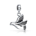 World Peace Dove Dangle Charm Bead Sterling Silver for European Bracelet