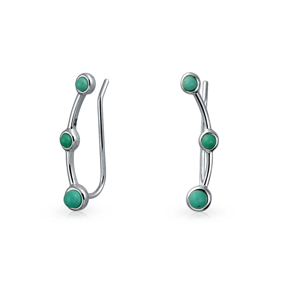 silver-ear-pin-turquoise-pfs-32-2746-az Minimalist Blue Turquoise Ear Pin Climbers Earrings Ear Crawlers Sterling Silver - Image 1
