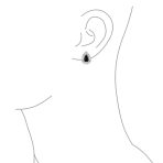 Bali Style Black Onyx Teardrop Stud Earrings 15MM Gemstone - Image 2