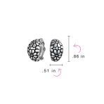 Flower Wide Shrimp Half Hoop Clip On Earrings Oxidized Gold - Image 4