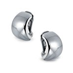 Simple Shrimp Style Half Hoop Clip On Earrings Non Pierced Silver Gold Plated - Image 3