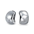 Simple Shrimp Style Half Hoop Clip On Earrings Non Pierced Silver Gold Plated