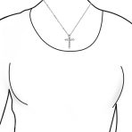Bridal Necklace Minimalist Sterling Silver Cross Pendant with Cubic Zirconia - Image 3