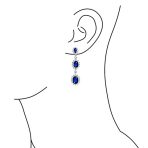 Blue Triple Oval Chandelier Earrings Simulated Sapphire - Image 3