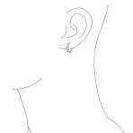 Elegant CZ Hoop Earrings with Cubic Zirconia Accent for Men in Sterling Silver - Image 3