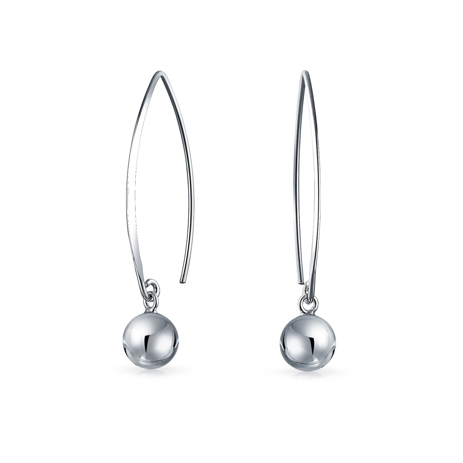 silver-earring-dangle-ball-drop_gb-e650-az_1 Minimalist Geometric Dangle Earrings 14K Gold Plated Sterling Silver 8MM Bead - Image 1