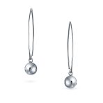 Minimalist Geometric Dangle Earrings 14K Gold Plated Sterling Silver 8MM Bead - Image 3