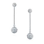 Black Red White Crystal Pave Disco Ball Long Dangle Earrings in Sterling Silver - Image 3