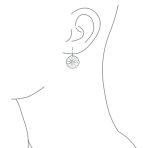 Floral Garden Disc Cutout Flower Dangle Earrings Leverback - Image 2