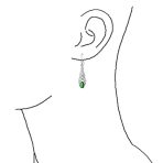 BFF Green Oval Simulated Emerald Love Knot Dangle Earrings - Image 3