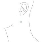 Celestial Patriotic USA Star Chain Dangle Earrings Sterling Silver 2.5 Inch - Image 3