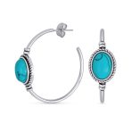 Choker Necklace and Compressed Turquoise Hoop Earrings Jewelry Set - Image 5