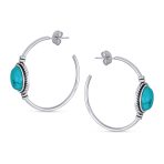 Choker Necklace and Compressed Turquoise Hoop Earrings Jewelry Set - Image 6
