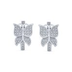 Delicate Garden CZ Hoop Earrings 3D Butterfly Huggie Micro Pave Sterling Silver - Image 2