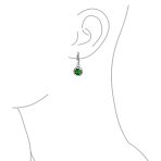 Luck of the Irish Shamrock Green CZ Clover Dangle Earrings Silver Lever back - Image 3