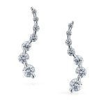 Classic Bridal Dangle Chandelier Earrings with CZ Solitaire in Sterling Silver - Image 2