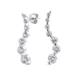 Classic Bridal Dangle Chandelier Earrings with CZ Solitaire in Sterling Silver