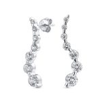 Classic Bridal Dangle Chandelier Earrings with CZ Solitaire in Sterling Silver