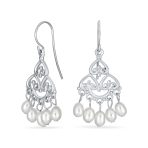 Boho Ethnic Dangle Earrings Freshwater Pearl Fringe Hooks