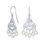 Boho Ethnic Dangle Earrings Freshwater Pearl Fringe Hooks