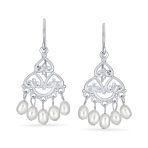Boho Ethnic Dangle Earrings Freshwater Pearl Fringe Hooks - Image 2