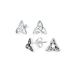 Set of 2 Small Celtic Irish Lover Infinity Knot Stud Earrings Oxidized Silver