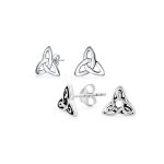 Set of 2 Small Celtic Irish Lover Infinity Knot Stud Earrings Oxidized Silver