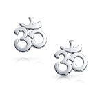 Buddhist Zen Ohm Symbol Stud Earrings in Rose Gold Sterling Silver - Image 3