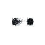 Geometric Black Cubic Zirconia Stud Earrings for Men in Sterling Silver