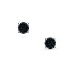 Geometric Black Cubic Zirconia Stud Earrings for Men in Sterling Silver - Image 3
