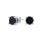 Set of 2 Round Black Clear Cubic Zirconia Invincible Cut Stud Earrings 5MM - Image 6